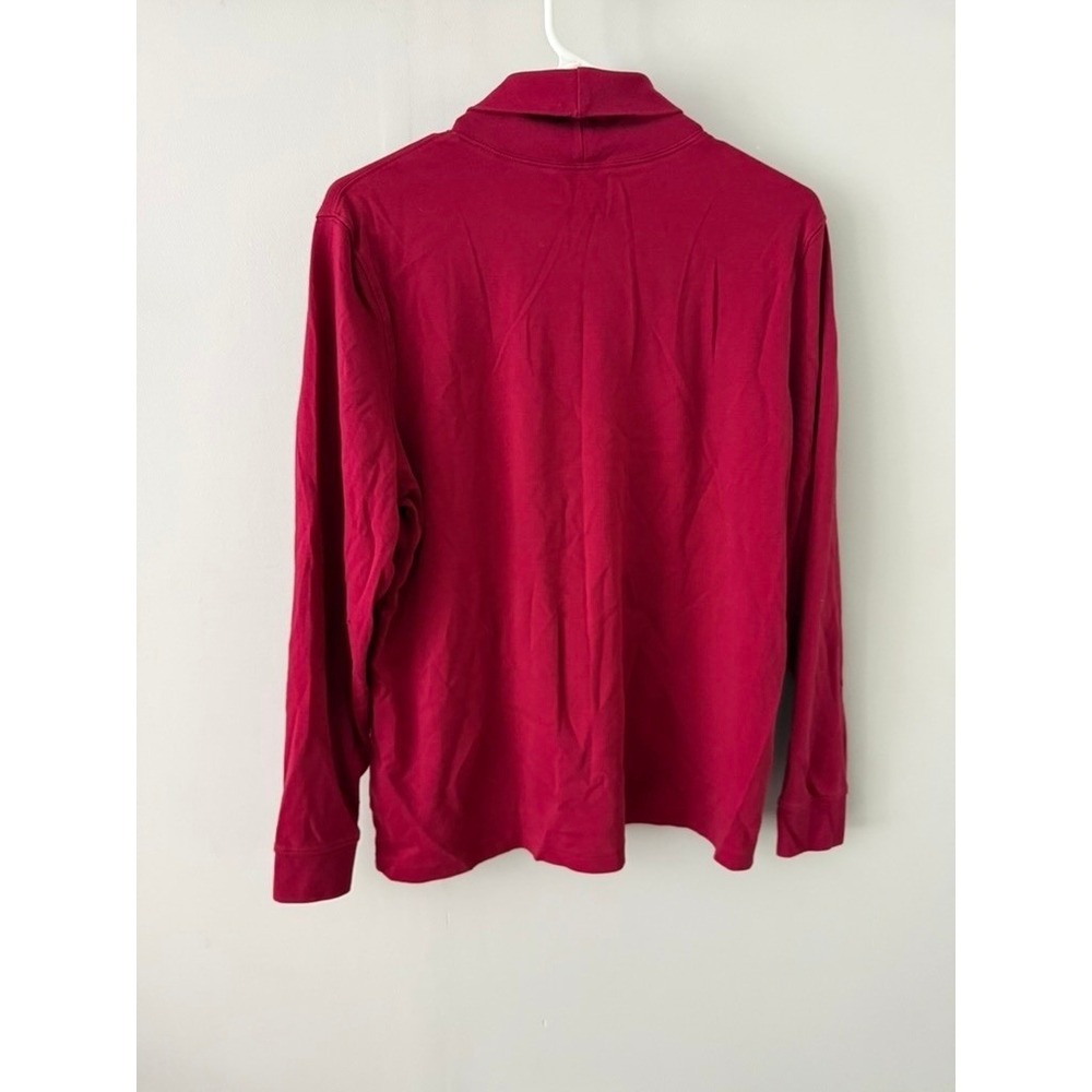 LL Bean Womens XL Red Interlock Mock Turtleneck Long Sleeve Cotton Top 188450 - Picture 4 of 6